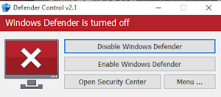 Defender Control/إيقاف الأنتي فايروس